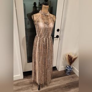 🤎 New Candalite sheer gliter dot snake print Maxi dress Size S
